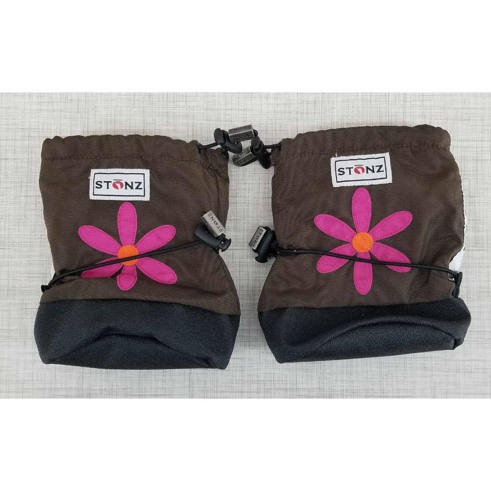 Toddler Stonz Winter Waterproof Boot Booties Brown Pink Flower Girls Size Medium